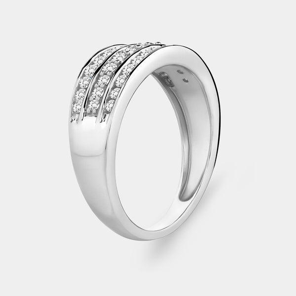 Gilded 1/2 Carat Lab-Grown Diamond Three-Row Channel Boat-Shape Anniversary Band
