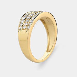 Gilded 1/2 Carat Lab-Grown Diamond Three-Row Channel Boat-Shape Anniversary Band