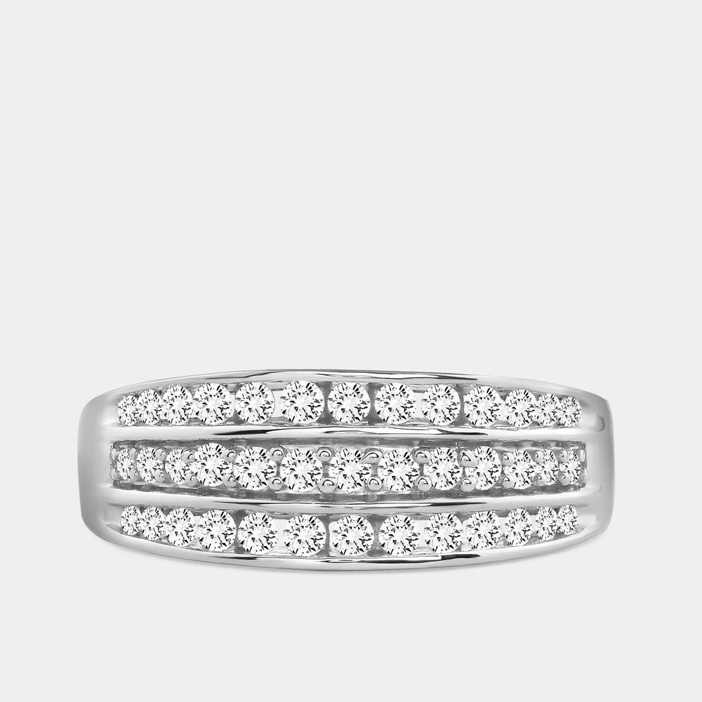 Gilded 1/2 Carat Lab-Grown Diamond Three-Row Channel Boat-Shape Anniversary Band