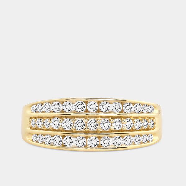 Gilded 1/2 Carat Lab-Grown Diamond Three-Row Channel Boat-Shape Anniversary Band