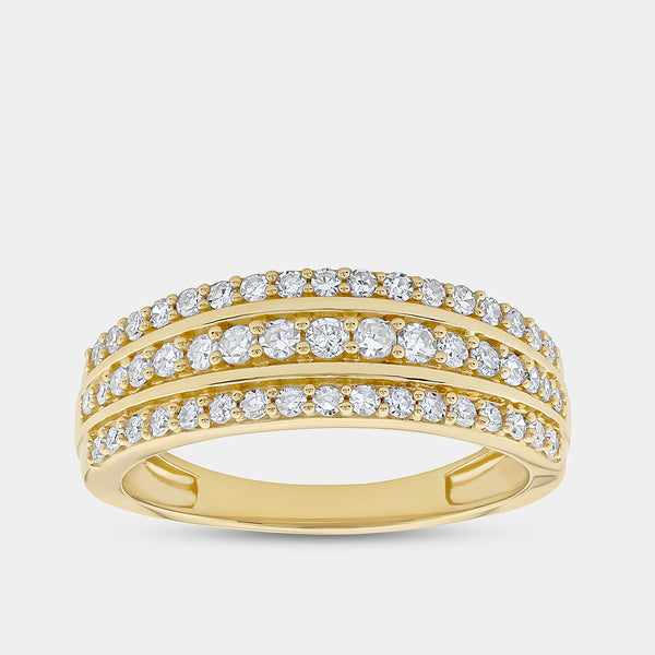 1/2 Carat Lab-Grown Diamond Three-Row Pavé Boat-Shaped Anniversary Band — GILDED New York