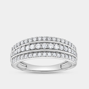 Gilded 1/2 Carat Lab-Grown Diamond Three-Row Pavé Boat-Shaped Anniversary Band