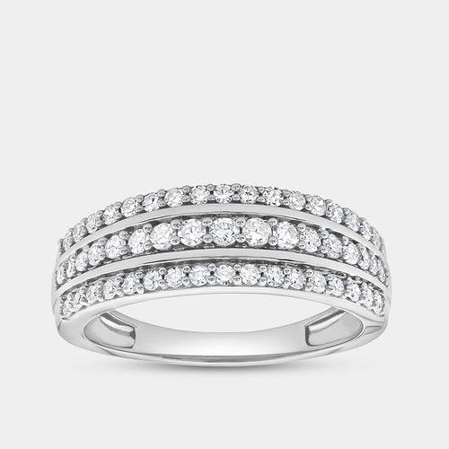 Gilded 1/2 Carat Lab-Grown Diamond Three-Row Pavé Boat-Shaped Anniversary Band