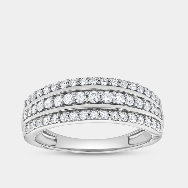 1/2 Carat Lab-Grown Diamond Three-Row Pavé Boat-Shaped Anniversary Band — GILDED New York