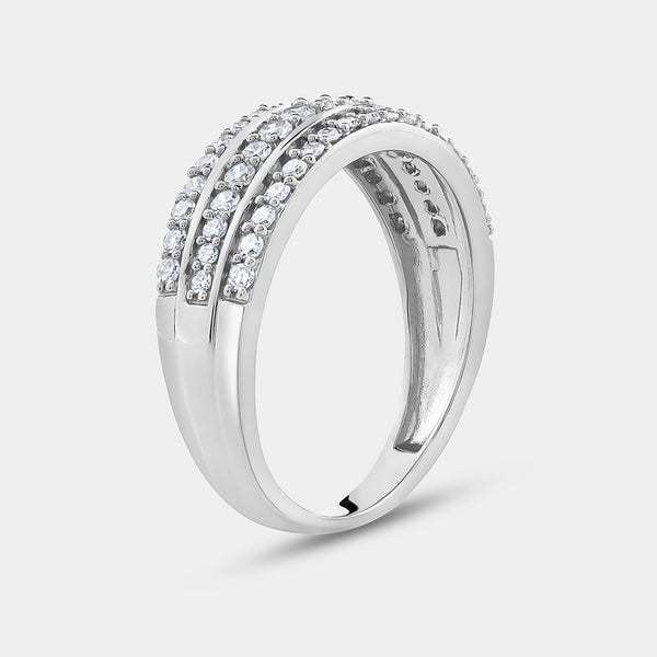 1/2 Carat Lab-Grown Diamond Three-Row Pavé Boat-Shaped Anniversary Band — GILDED New York