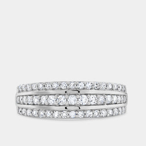 Gilded 1/2 Carat Lab-Grown Diamond Three-Row Pavé Boat-Shaped Anniversary Band