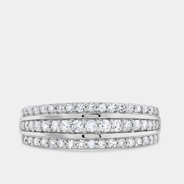 1/2 Carat Lab-Grown Diamond Three-Row Pavé Boat-Shaped Anniversary Band — GILDED New York