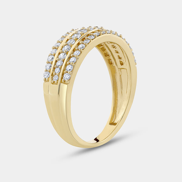 1/2 Carat Lab-Grown Diamond Three-Row Pavé Boat-Shaped Anniversary Band — GILDED New York