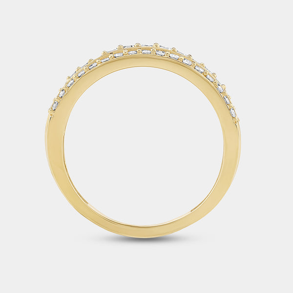 1/2 Carat Lab-Grown Diamond Three-Row Pavé Boat-Shaped Anniversary Band — GILDED New York
