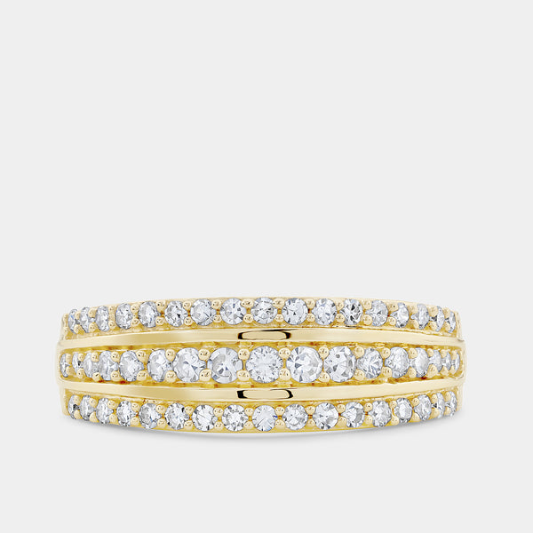 1/2 Carat Lab-Grown Diamond Three-Row Pavé Boat-Shaped Anniversary Band — GILDED New York
