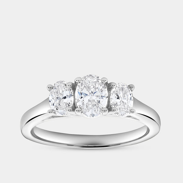 1 Carat Lab-Grown Diamond Oval-Shaped Three-Stone Ring — GILDED New York