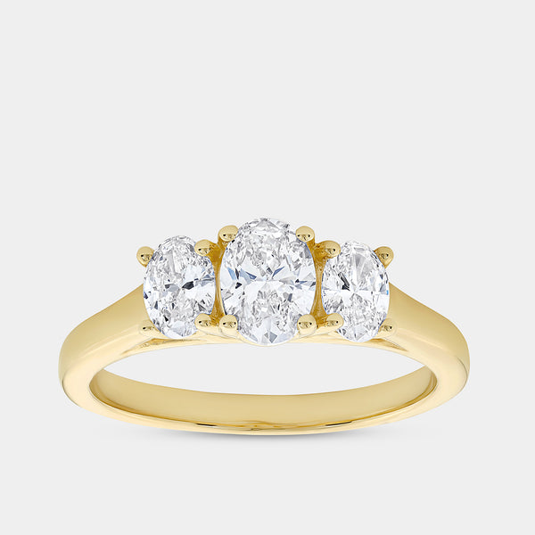 1 Carat Lab-Grown Diamond Oval-Shaped Three-Stone Ring — GILDED New York