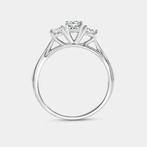 Gilded 1 Carat Lab-Grown Diamond Oval-Shaped Three-Stone Ring