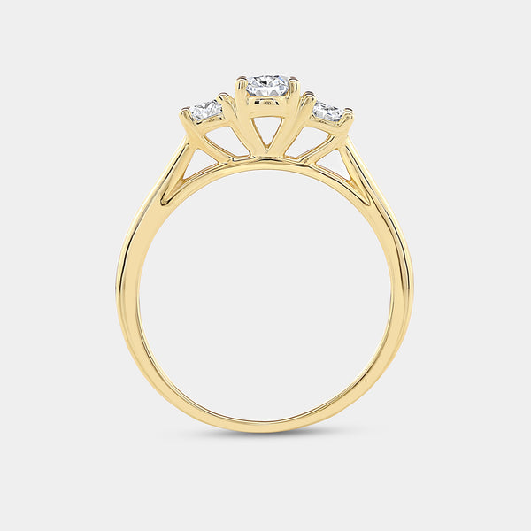1 Carat Lab-Grown Diamond Oval-Shaped Three-Stone Ring — GILDED New York