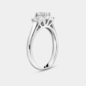 Gilded 1 Carat Lab-Grown Diamond Oval-Shaped Three-Stone Ring