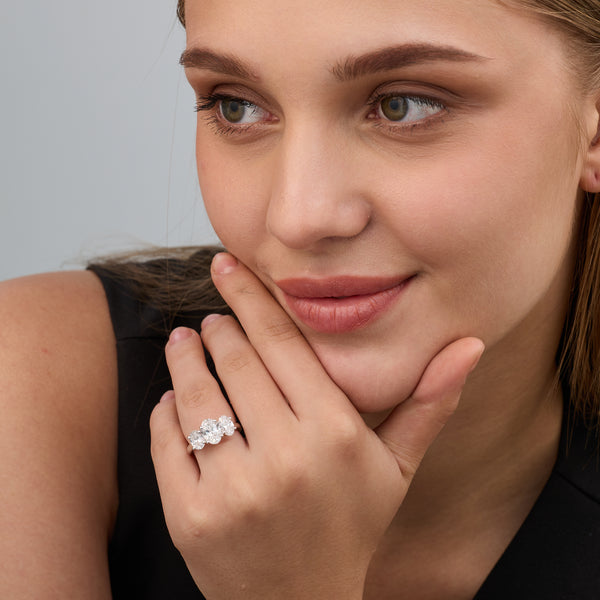 3 Carat Lab-Grown Diamond Oval-Shaped Three-Stone Ring — GILDED New York