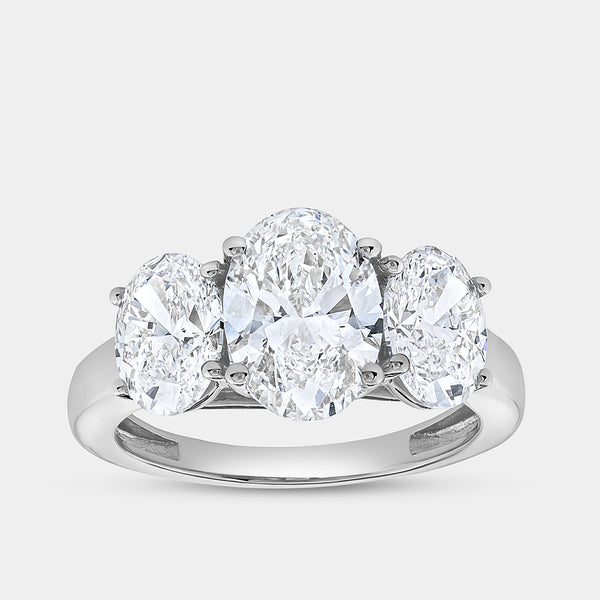3 Carat Lab-Grown Diamond Oval-Shaped Three-Stone Ring — GILDED New York