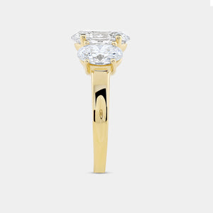 Gilded 3 Carat Lab-Grown Diamond Oval-Shaped Three-Stone Ring