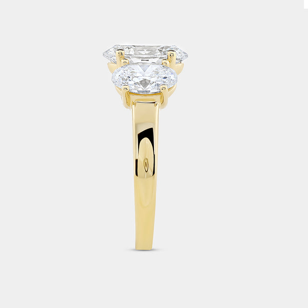3 Carat Lab-Grown Diamond Oval-Shaped Three-Stone Ring — GILDED New York