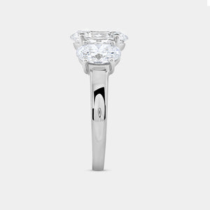 Gilded 3 Carat Lab-Grown Diamond Oval-Shaped Three-Stone Ring