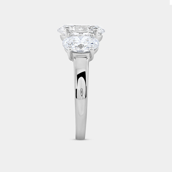 3 Carat Lab-Grown Diamond Oval-Shaped Three-Stone Ring — GILDED New York