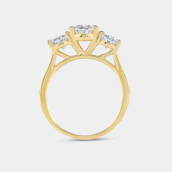 3 Carat Lab-Grown Diamond Oval-Shaped Three-Stone Ring — GILDED New York