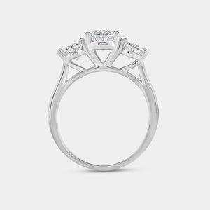 Gilded 3 Carat Lab-Grown Diamond Oval-Shaped Three-Stone Ring