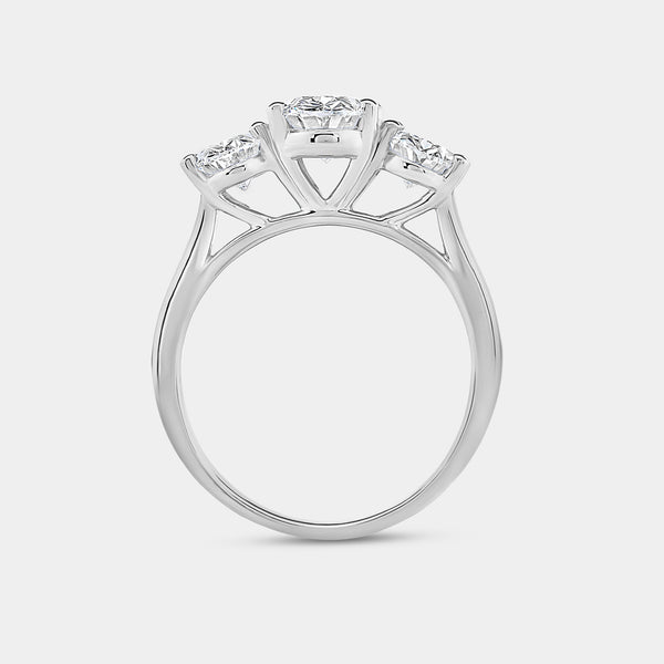 3 Carat Lab-Grown Diamond Oval-Shaped Three-Stone Ring — GILDED New York