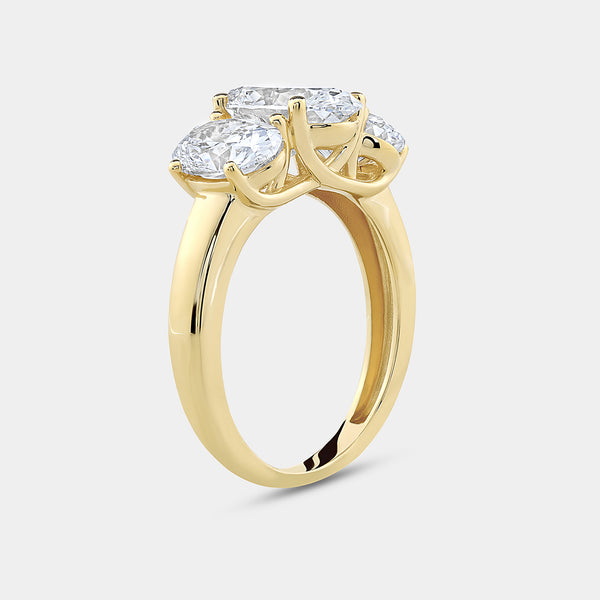 3 Carat Lab-Grown Diamond Oval-Shaped Three-Stone Ring — GILDED New York