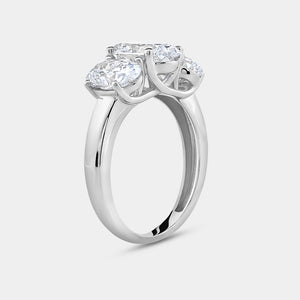 Gilded 3 Carat Lab-Grown Diamond Oval-Shaped Three-Stone Ring