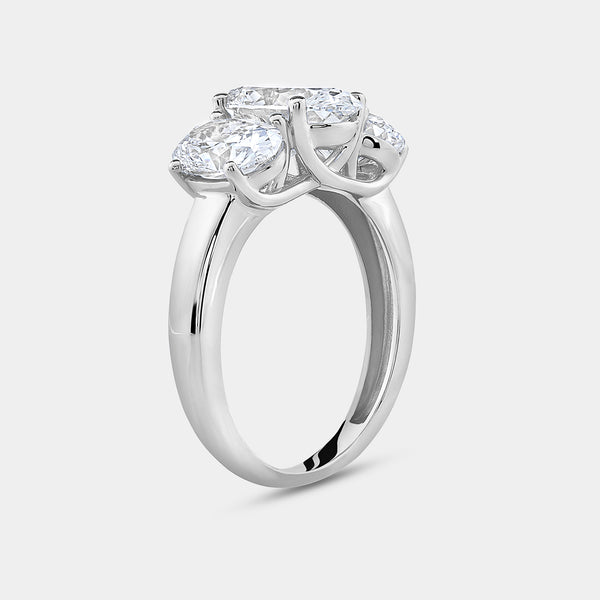 3 Carat Lab-Grown Diamond Oval-Shaped Three-Stone Ring — GILDED New York