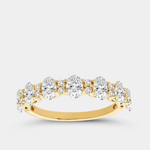 Gilded 1 and 1/4 Carat Lab-Grown Diamond Round and Oval-Shaped Wedding Band