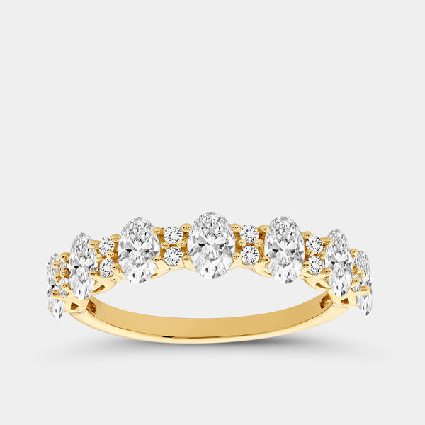 Gilded 1 and 1/4 Carat Lab-Grown Diamond Round and Oval-Shaped Wedding Band