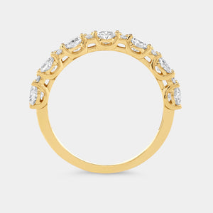 Gilded 1 and 1/4 Carat Lab-Grown Diamond Round and Oval-Shaped Wedding Band