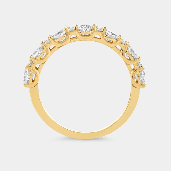 Gilded 1 and 1/4 Carat Lab-Grown Diamond Round and Oval-Shaped Wedding Band