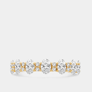 Gilded 1 and 1/4 Carat Lab-Grown Diamond Round and Oval-Shaped Wedding Band