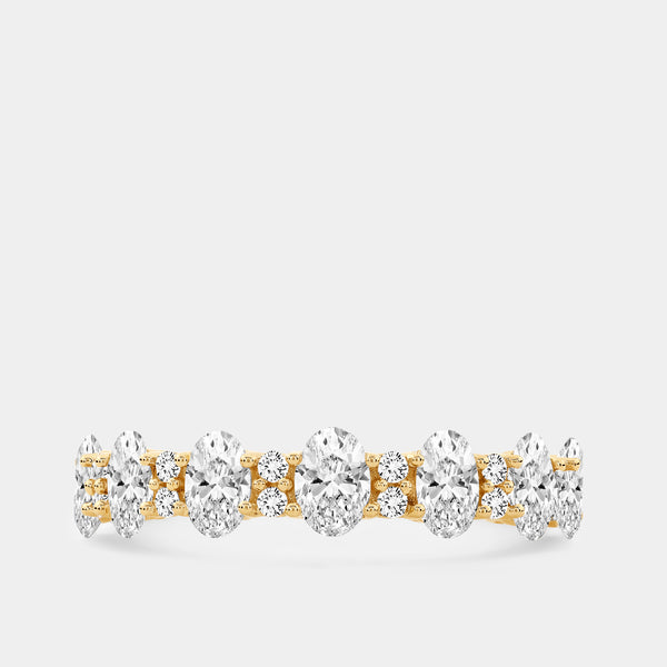 Gilded 1 and 1/4 Carat Lab-Grown Diamond Round and Oval-Shaped Wedding Band