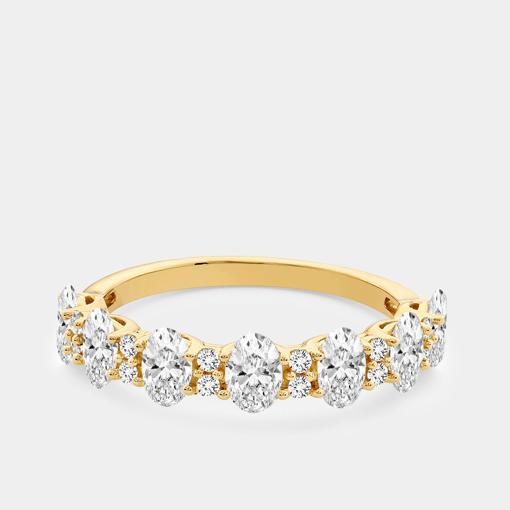 Gilded 1 and 1/4 Carat Lab-Grown Diamond Round and Oval-Shaped Wedding Band