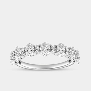 Gilded 1 and 1/4 Carat Lab-Grown Diamond Round and Oval-Shaped Wedding Band