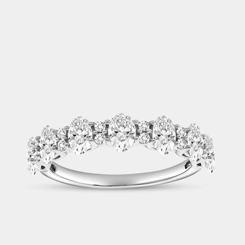 Gilded 1 and 1/4 Carat Lab-Grown Diamond Round and Oval-Shaped Wedding Band