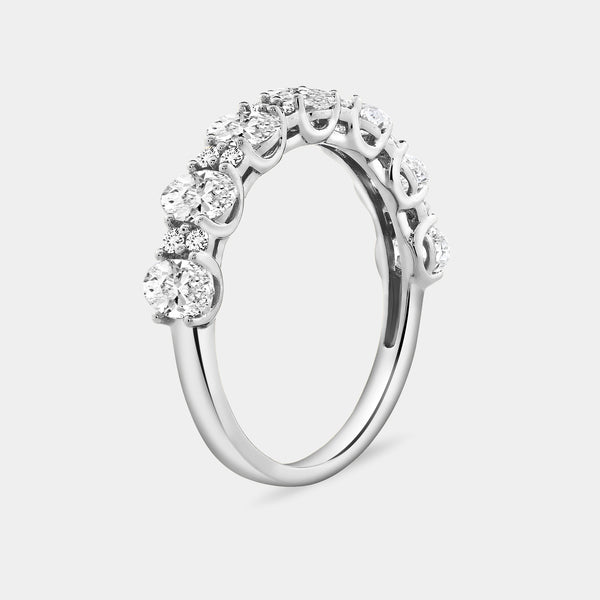 Gilded 1 and 1/4 Carat Lab-Grown Diamond Round and Oval-Shaped Wedding Band