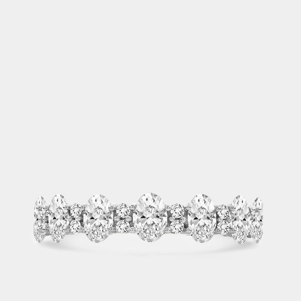 Gilded 1 and 1/4 Carat Lab-Grown Diamond Round and Oval-Shaped Wedding Band