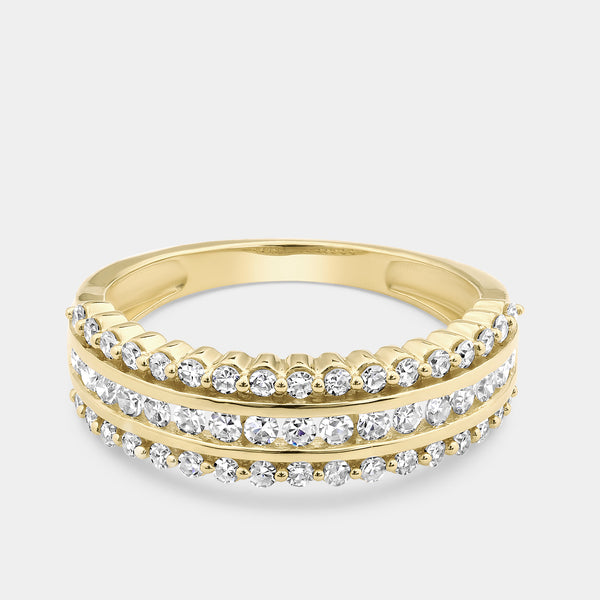 1/2 Carat Lab-Grown Diamond Three-Row Anniversary Band with a Shared-Prong Border — GILDED New York