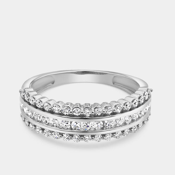 1/2 Carat Lab-Grown Diamond Three-Row Anniversary Band with a Shared-Prong Border — GILDED New York