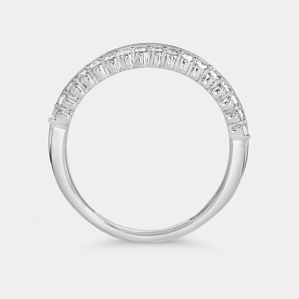 Gilded 1/2 Carat Lab-Grown Diamond Three-Row Anniversary Band with a Shared-Prong Border