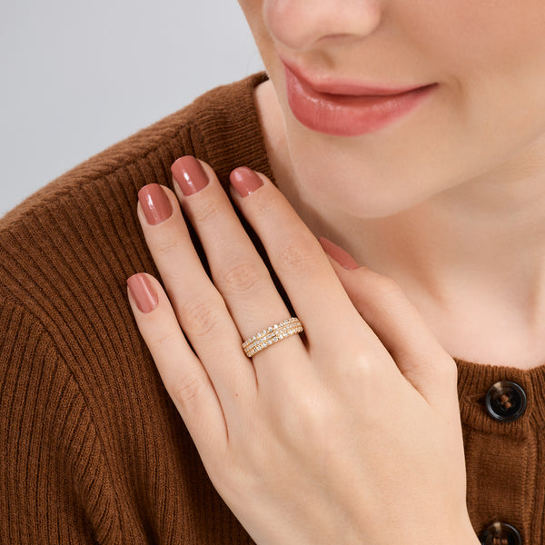 1/2 Carat Lab-Grown Diamond Three-Row Bar Set Anniversary Band — GILDED New York