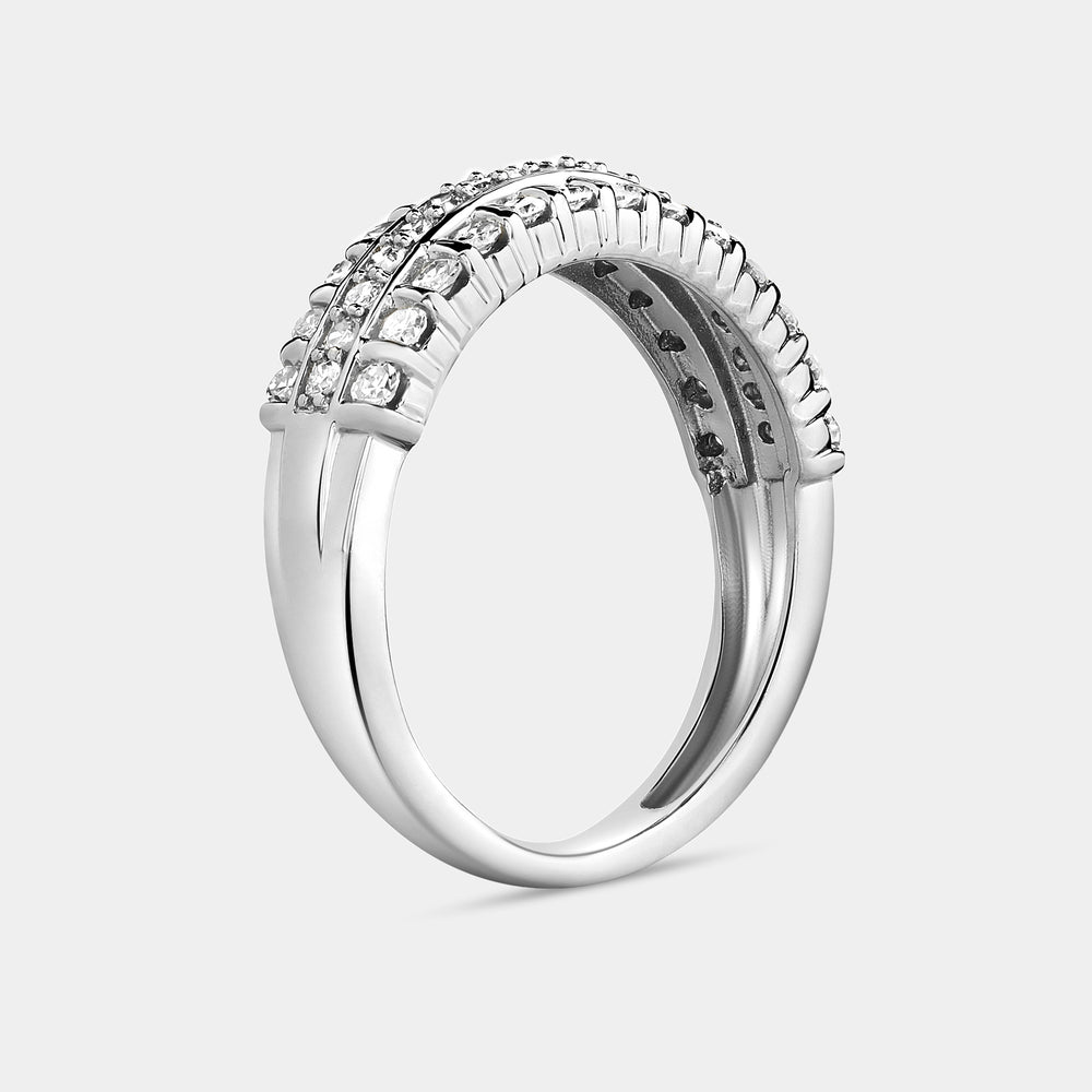 Gilded 1/2 Carat Lab-Grown Diamond Three-Row Bar Set Anniversary Band