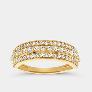Gilded 1/2 Carat Lab-Grown Diamond Three-Row Combination of Bar and Pave-Set Anniversary Band