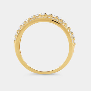 Gilded 1/2 Carat Lab-Grown Diamond Three-Row Combination of Bar and Pave-Set Anniversary Band