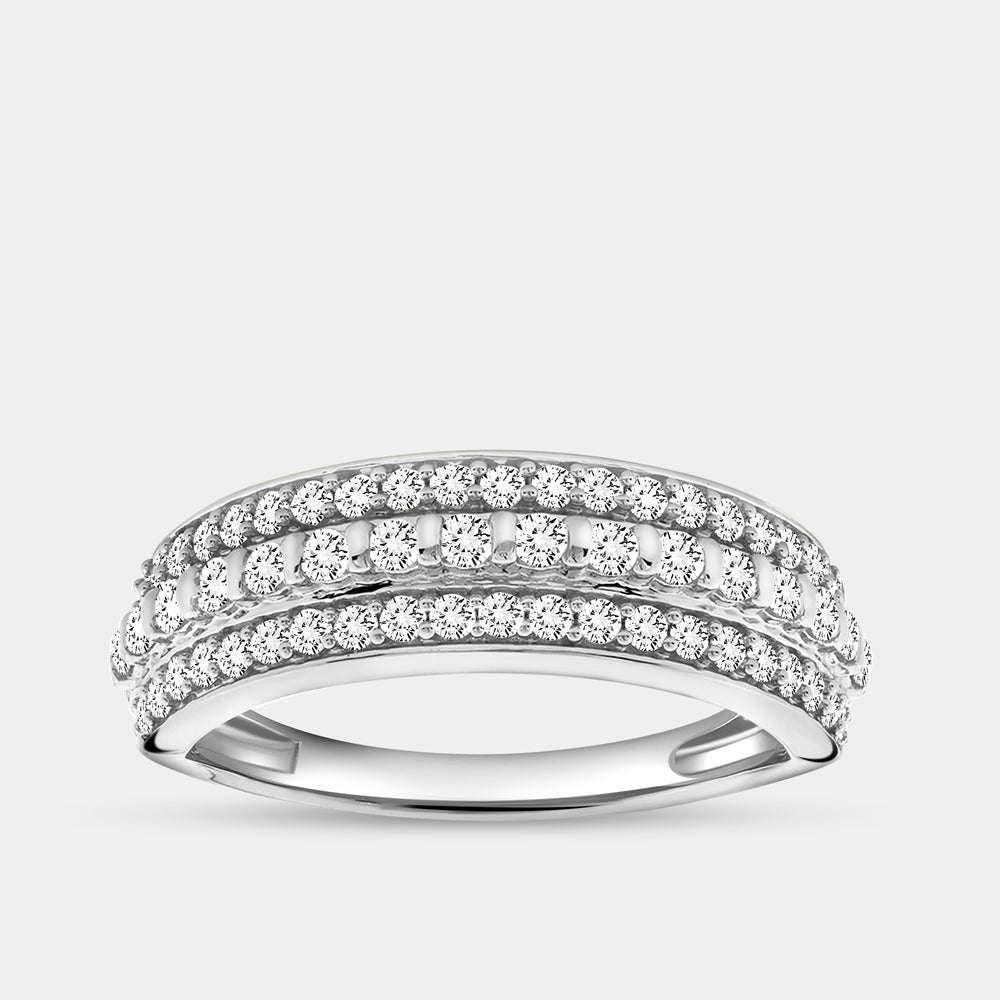 Gilded 1/2 Carat Lab-Grown Diamond Three-Row Combination of Bar and Pave-Set Anniversary Band